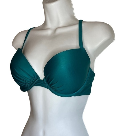 Aerie Perkier Pushup Green Criss Cross Straps Padded Bikini Top - Picture 3 of 9